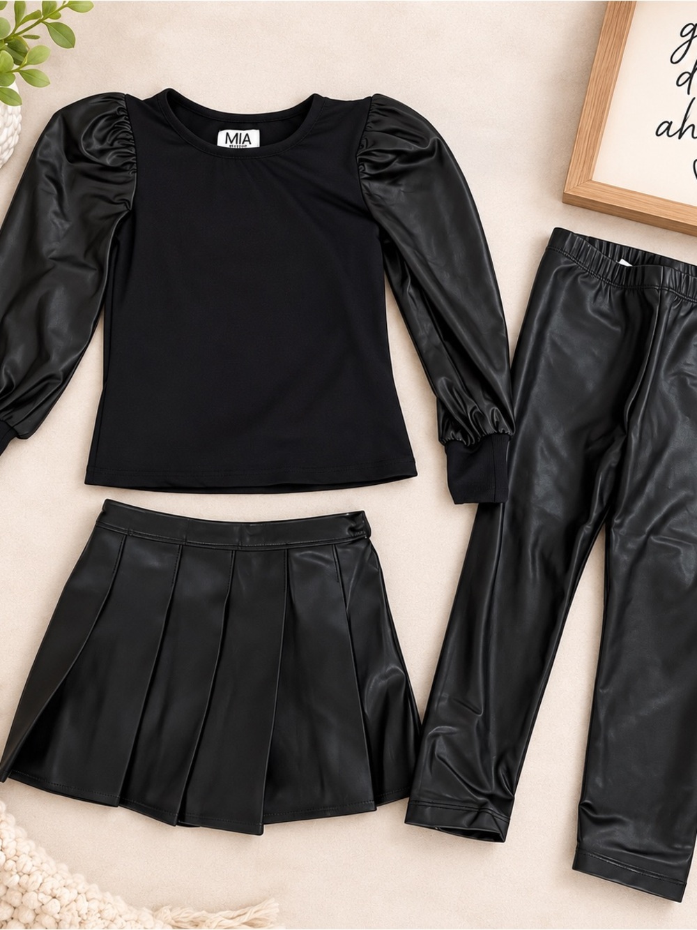GAP Kids Black Faux Leather 3-Piece Matching Set